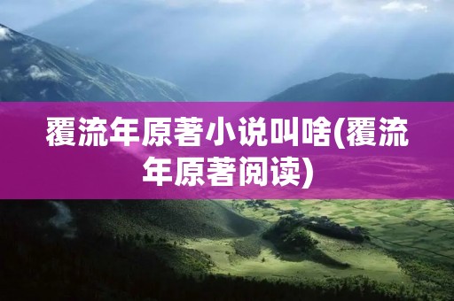 覆流年原著小说叫啥(覆流年原著阅读)