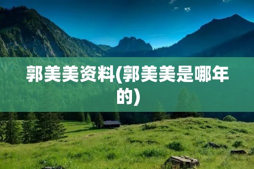郭美美资料(郭美美是哪年的)