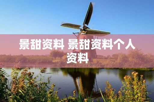 景甜资料 景甜资料个人资料
