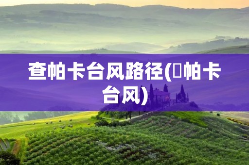 查帕卡台风路径(査帕卡台风)