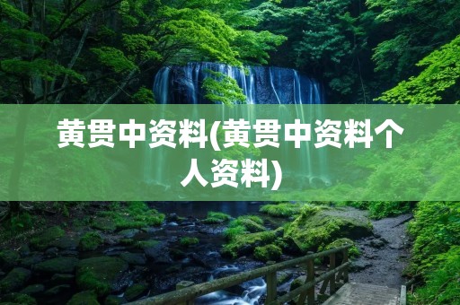 黄贯中资料(黄贯中资料个人资料)