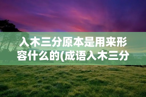 入木三分原本是用来形容什么的(成语入木三分原本是用来形容什么的)
