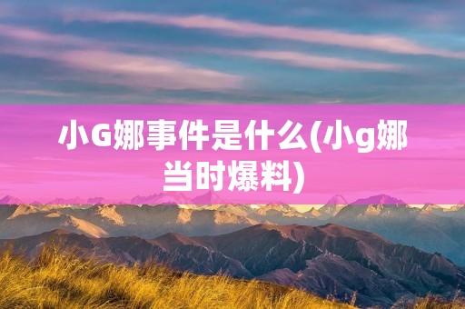 小G娜事件是什么(小g娜当时爆料)