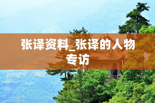 张译资料_张译的人物专访
