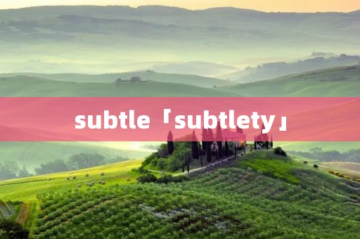 subtle「subtlety」