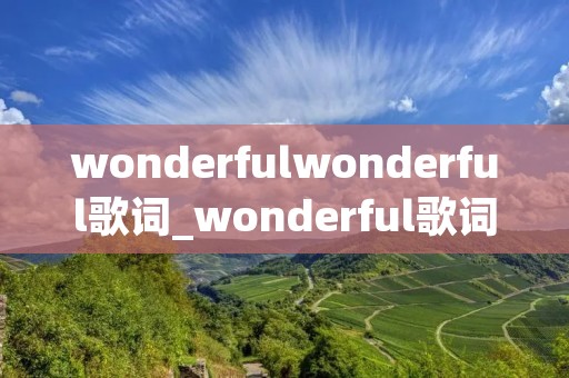 wonderfulwonderful歌词_wonderful歌词大意