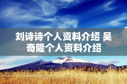 刘诗诗个人资料介绍 吴奇隆个人资料介绍