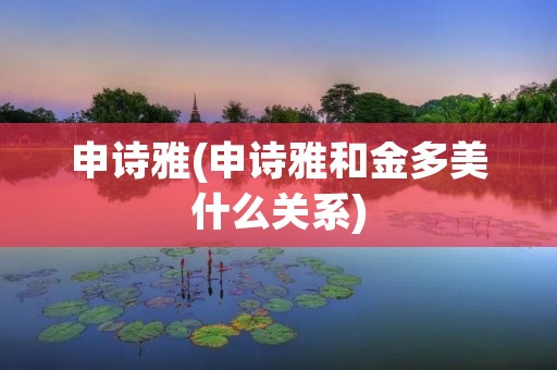 申诗雅(申诗雅和金多美什么关系)