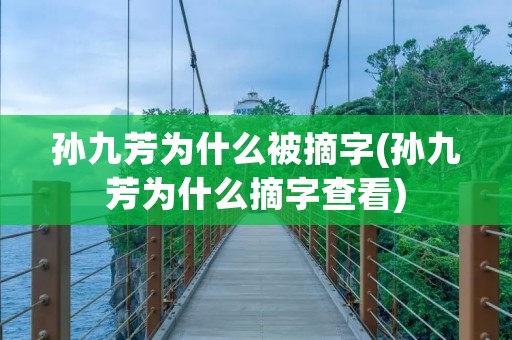 孙九芳为什么被摘字(孙九芳为什么摘字查看)