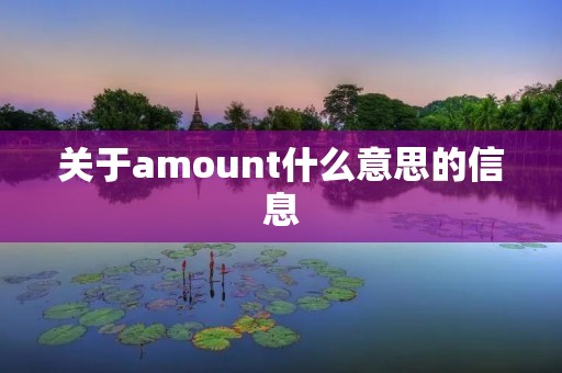 关于amount什么意思的信息