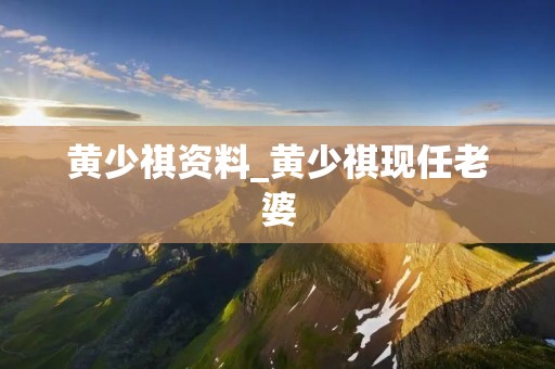 黄少祺资料_黄少祺现任老婆 黄少祺资料_黄少祺现任老婆