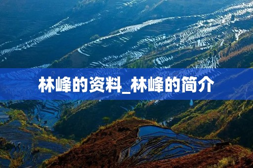 林峰的资料_林峰的简介
