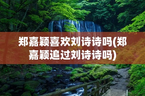郑嘉颖喜欢刘诗诗吗(郑嘉颖追过刘诗诗吗)