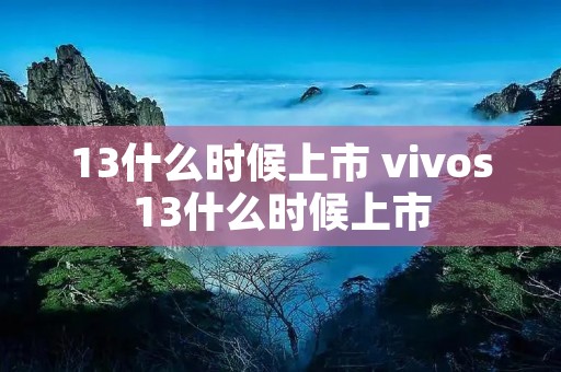 13什么时候上市 vivos13什么时候上市