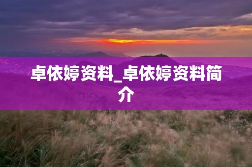 卓依婷资料_卓依婷资料简介