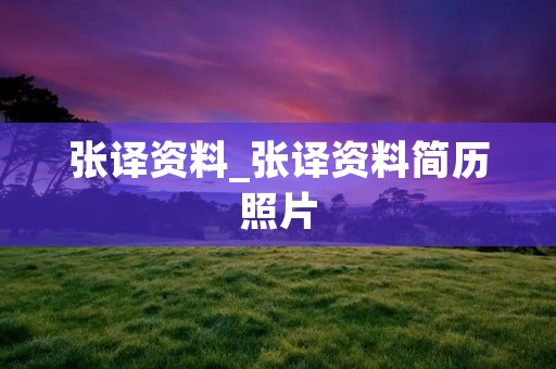 张译资料_张译资料简历照片