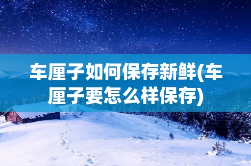 车厘子如何保存新鲜(车厘子要怎么样保存)
