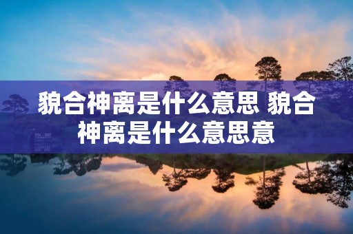 貌合神离是什么意思 貌合神离是什么意思意