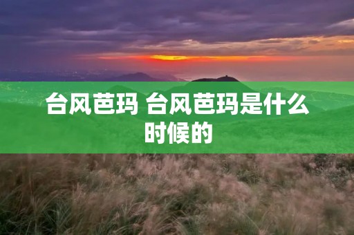 台风芭玛 台风芭玛是什么时候的
