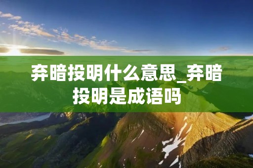 弃暗投明什么意思_弃暗投明是成语吗 弃暗投明什么意思_弃暗投明是成语吗