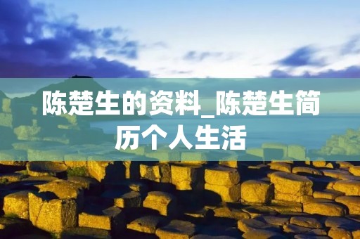 陈楚生的资料_陈楚生简历个人生活