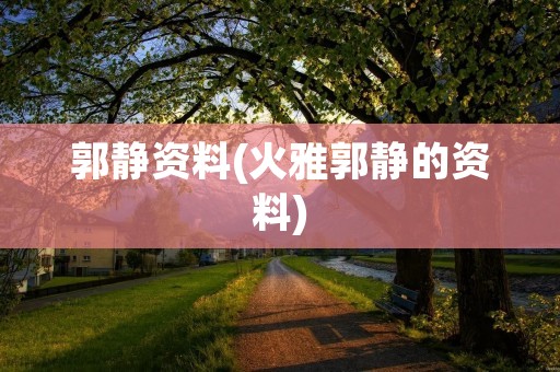 郭静资料(火雅郭静的资料)