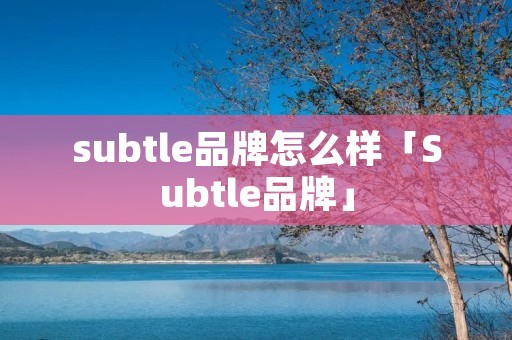 subtle品牌怎么样「Subtle品牌」 subtle品牌怎么样「Subtle品牌」