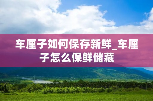 车厘子如何保存新鲜_车厘子怎么保鲜储藏