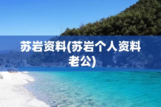 苏岩资料(苏岩个人资料 老公)