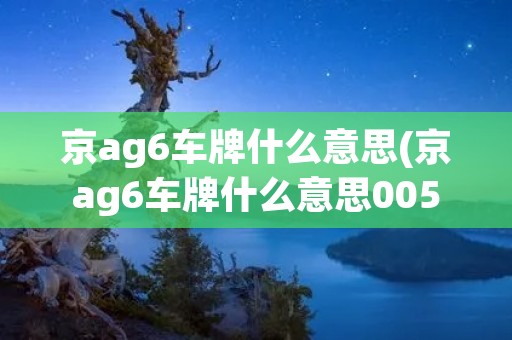 京ag6车牌什么意思(京ag6车牌什么意思005)