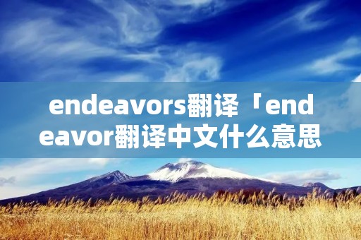 endeavors翻译「endeavor翻译中文什么意思」