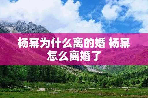 杨幂为什么离的婚 杨幂怎么离婚了