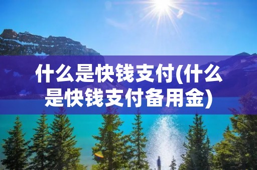 什么是快钱支付(什么是快钱支付备用金) 什么是快钱支付(什么是快钱支付备用金)