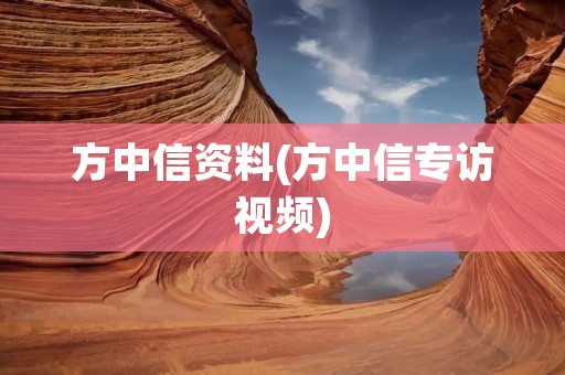 方中信资料(方中信专访视频)