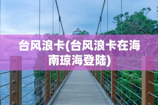 台风浪卡(台风浪卡在海南琼海登陆)