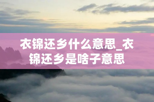 衣锦还乡什么意思_衣锦还乡是啥子意思
