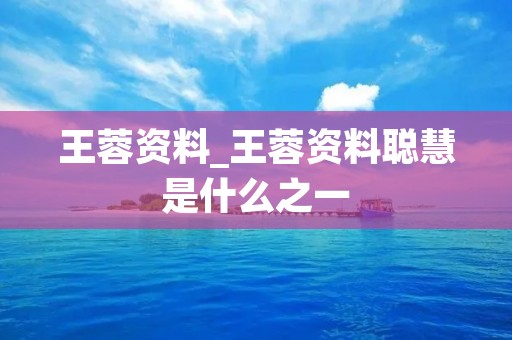 王蓉资料_王蓉资料聪慧是什么之一