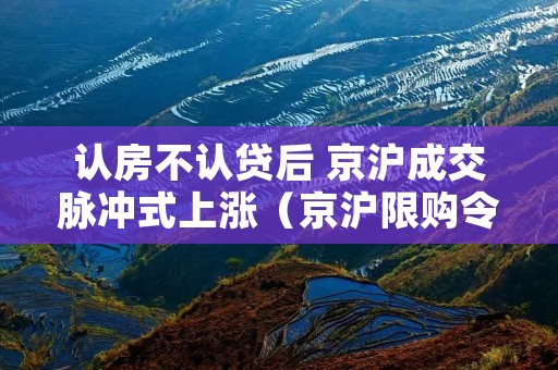 认房不认贷后 京沪成交脉冲式上涨(京沪限购令)