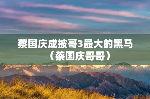 蔡国庆成披哥3最大的黑马(蔡国庆哥哥)