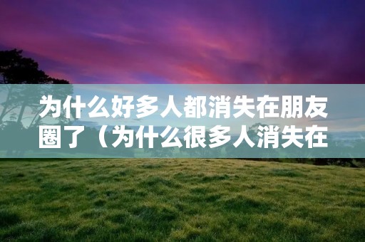为什么好多人都消失在朋友圈了（为什么很多人消失在朋友圈）
