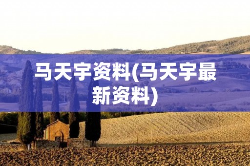 马天宇资料(马天宇最新资料)