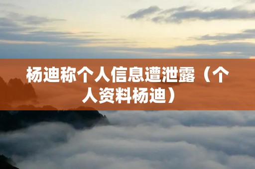 杨迪称个人信息遭泄露(个人资料杨迪)