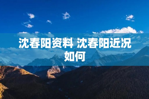 沈春阳资料 沈春阳近况如何