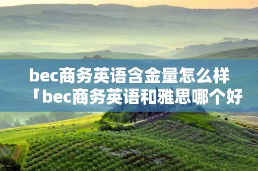 bec商务英语含金量怎么样「bec商务英语和雅思哪个好」