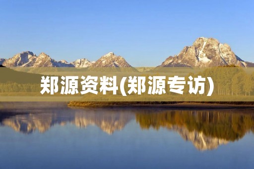 郑源资料(郑源专访)