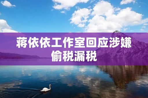蒋依依工作室回应涉嫌偷税漏税