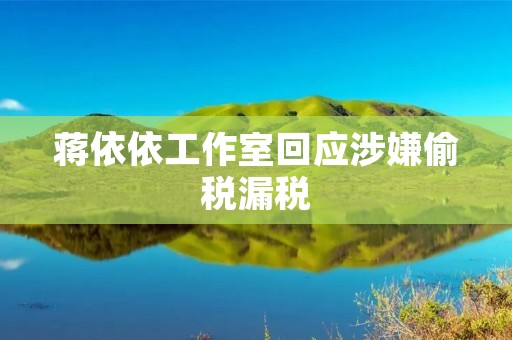 蒋依依工作室回应涉嫌偷税漏税
