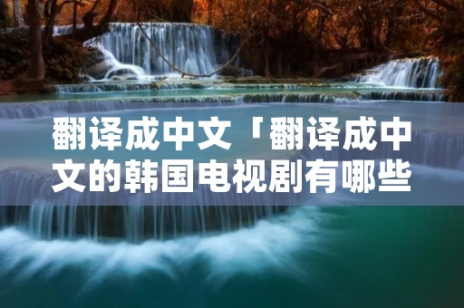 翻译成中文「翻译成中文的韩国电视剧有哪些」