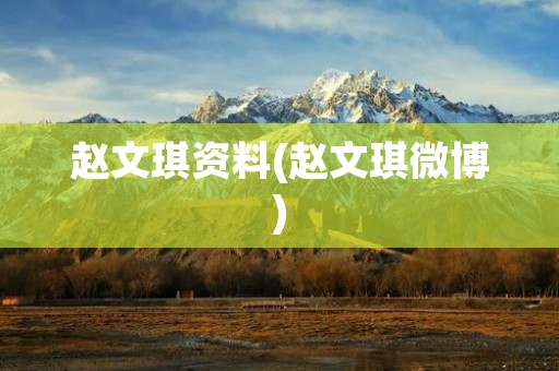赵文琪资料(赵文琪微博)