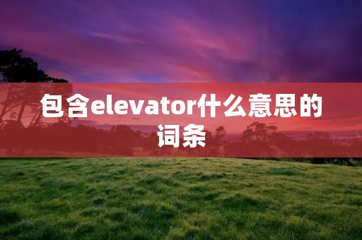 包含elevator什么意思的词条